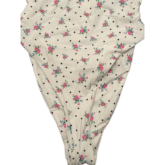 For Love and Lemons Size Med Floral Polka Dot White One Piece Bathing Suit NWT - Picture 4 of 11